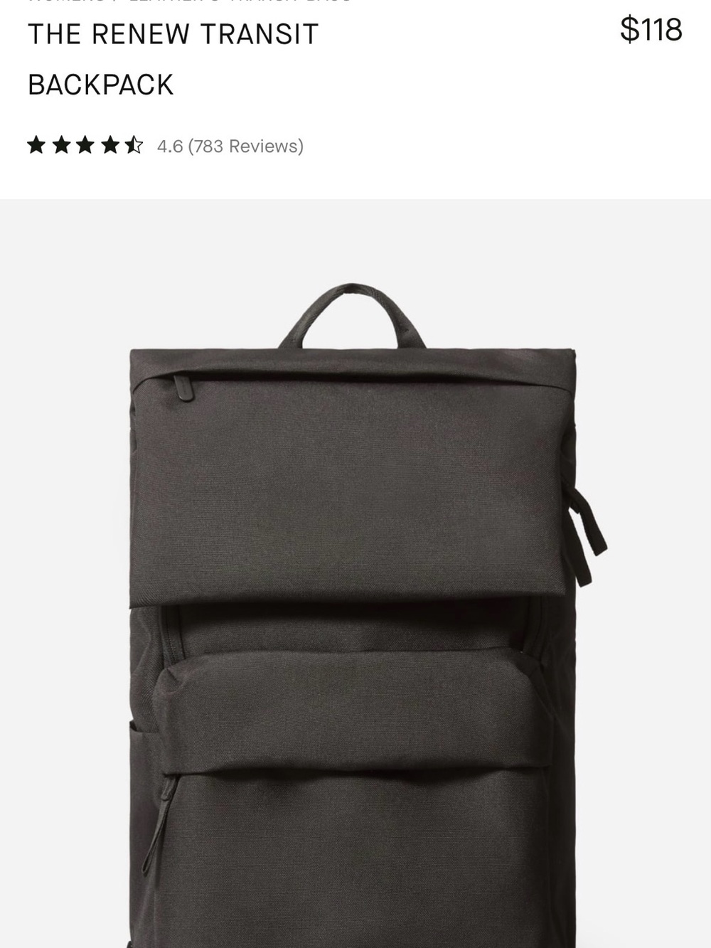 Unisex Renew Transit Backpack - Black